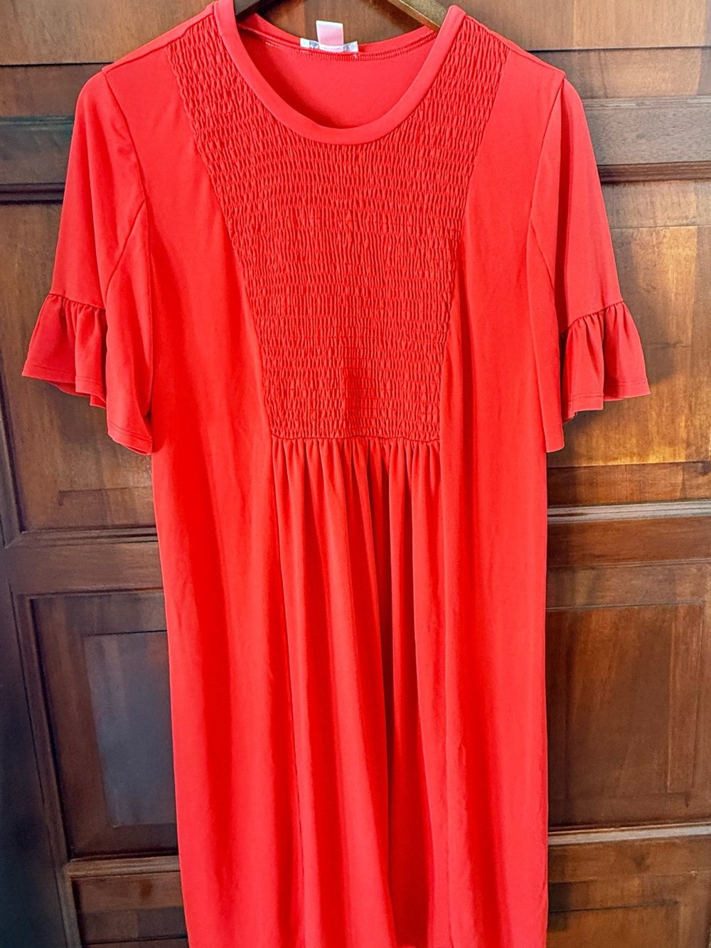 London Times Red Smocked Neckline Dress SIZE 10